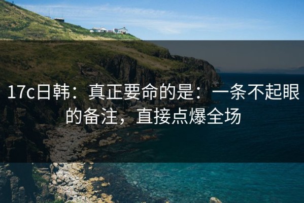17c日韩：真正要命的是：一条不起眼的备注，直接点爆全场