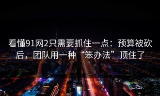看懂91网2只需要抓住一点：预算被砍后，团队用一种“笨办法”顶住了