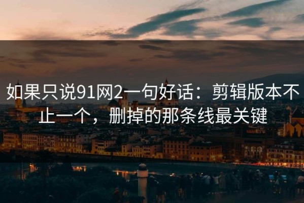 如果只说91网2一句好话：剪辑版本不止一个，删掉的那条线最关键
