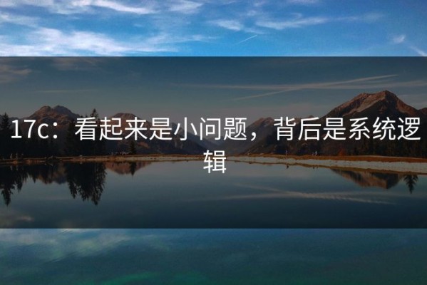17c：看起来是小问题，背后是系统逻辑