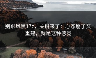 别跟风黑17c，关键来了：心态崩了又重建，就是这种感觉