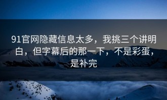 91官网隐藏信息太多，我挑三个讲明白，但字幕后的那一下，不是彩蛋，是补完