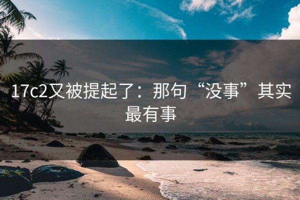 17c2又被提起了：那句“没事”其实最有事