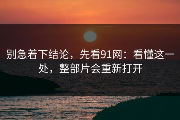 别急着下结论，先看91网：看懂这一处，整部片会重新打开
