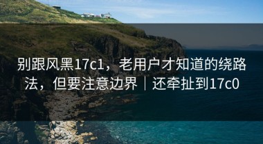 别跟风黑17c1，老用户才知道的绕路法，但要注意边界｜还牵扯到17c0