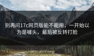 别再问17c网页版能不能用，一开始以为是噱头，最后被反转打脸