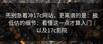 先别急着冲17c网站，更离谱的是：被低估的细节：看懂这一点才算入门｜以及17c影院