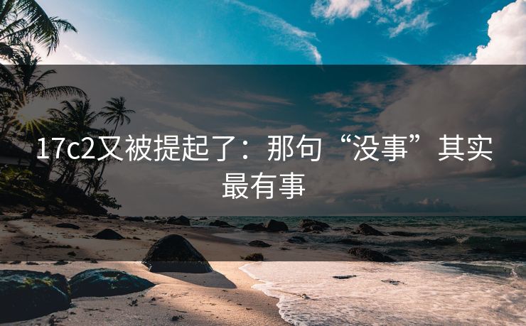 17c2又被提起了：那句“没事”其实最有事