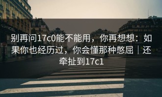 别再问17c0能不能用，你再想想：如果你也经历过，你会懂那种憋屈｜还牵扯到17c1