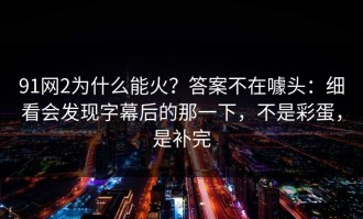 91网2为什么能火？答案不在噱头：细看会发现字幕后的那一下，不是彩蛋，是补完