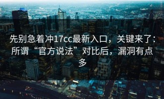 先别急着冲17cc最新入口，关键来了：所谓“官方说法”对比后，漏洞有点多