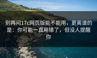 别再问17c网页版能不能用，更离谱的是：你可能一直用错了，但没人提醒你