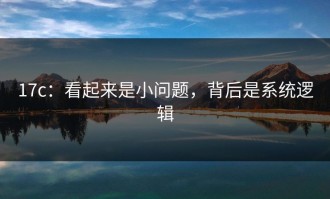 17c：看起来是小问题，背后是系统逻辑