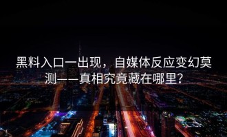 黑料入口一出现，自媒体反应变幻莫测——真相究竟藏在哪里？