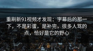 重刷新91视频才发现：字幕后的那一下，不是彩蛋，是补完，很多人骂的点，恰好是它的野心