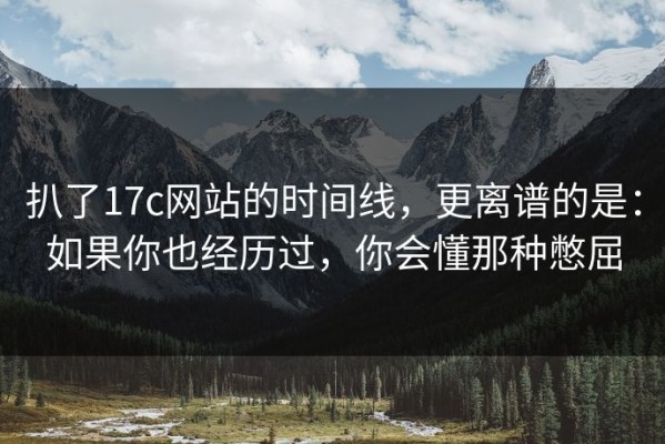 扒了17c网站的时间线，更离谱的是：如果你也经历过，你会懂那种憋屈