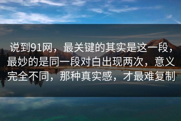 说到91网，最关键的其实是这一段，最妙的是同一段对白出现两次，意义完全不同，那种真实感，才最难复制