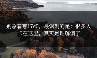 别急着夸17c0，最讽刺的是：很多人卡在这里，其实是理解偏了