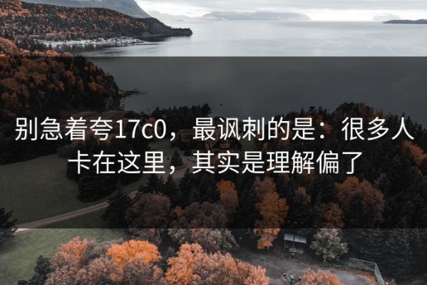 别急着夸17c0，最讽刺的是：很多人卡在这里，其实是理解偏了