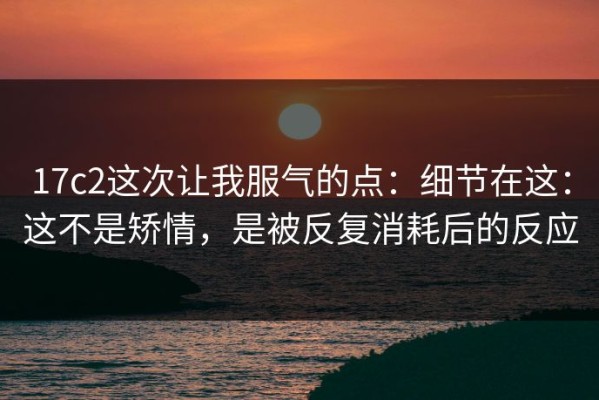 17c2这次让我服气的点：细节在这：这不是矫情，是被反复消耗后的反应