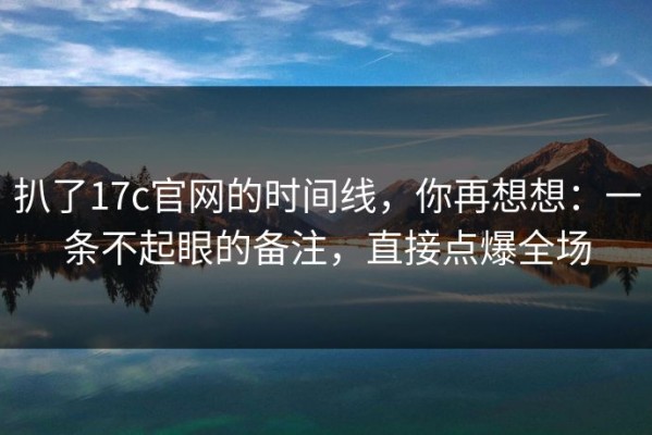 扒了17c官网的时间线，你再想想：一条不起眼的备注，直接点爆全场