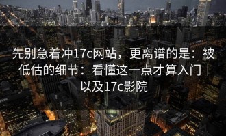 先别急着冲17c网站，更离谱的是：被低估的细节：看懂这一点才算入门｜以及17c影院