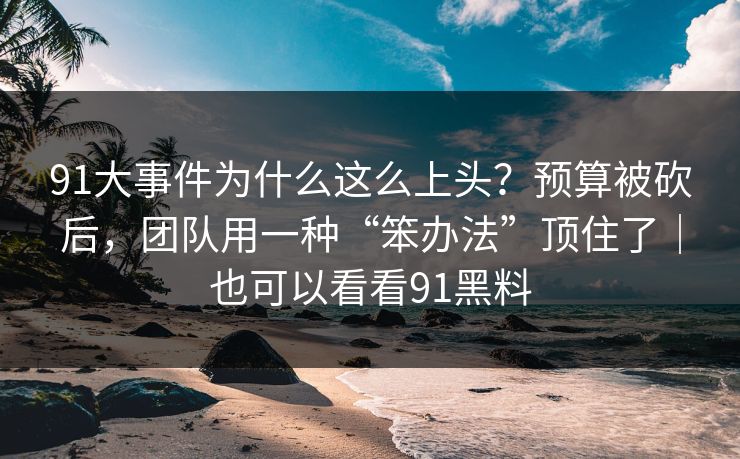 91大事件为什么这么上头？预算被砍后，团队用一种“笨办法”顶住了｜也可以看看91黑料