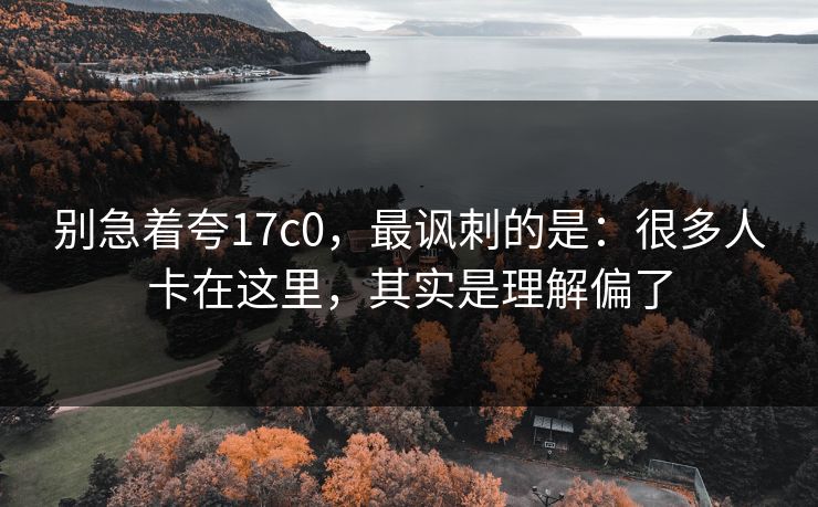 别急着夸17c0,最讽刺的是:很多人卡在这里,其实是理解偏了 别急着夸17c0,最讽刺的是:很多人卡在这里,其实是理解偏了