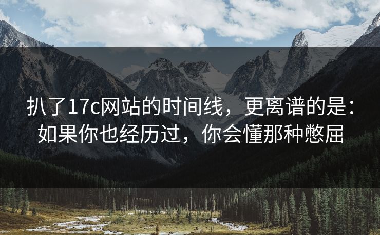 扒了17c网站的时间线，更离谱的是：如果你也经历过，你会懂那种憋屈