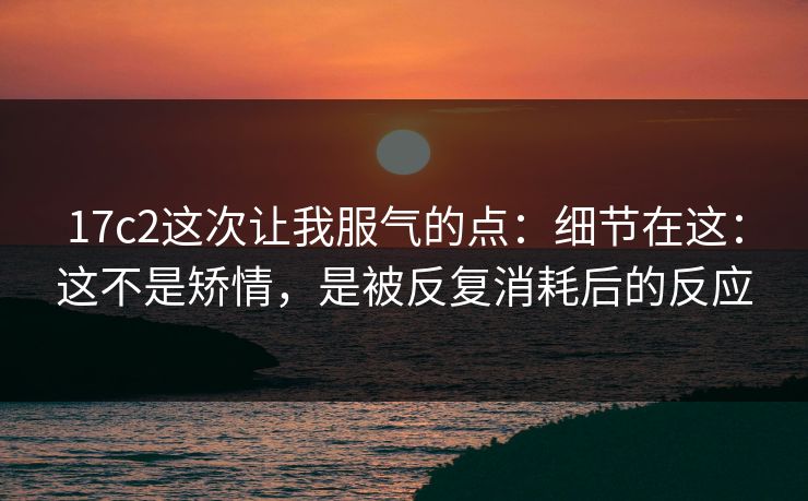 17c2这次让我服气的点：细节在这：这不是矫情，是被反复消耗后的反应